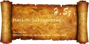 Hanich Szilveszter névjegykártya